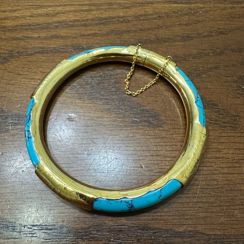 Gold Plated Turquoise Bangle Bracelet